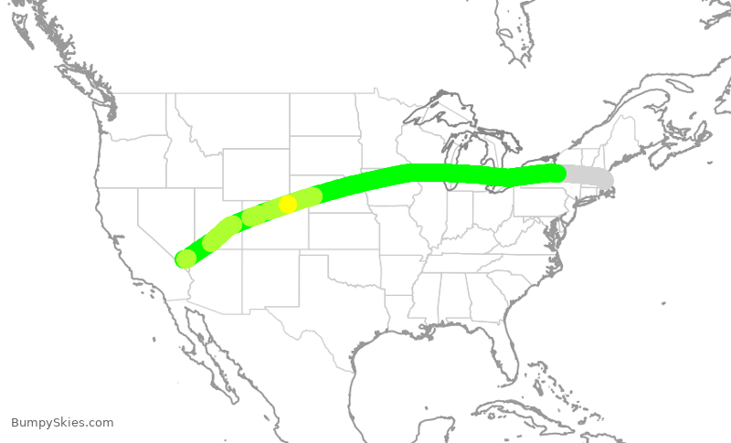 Turbulence forecast map for JBU1577, BOS to LAS