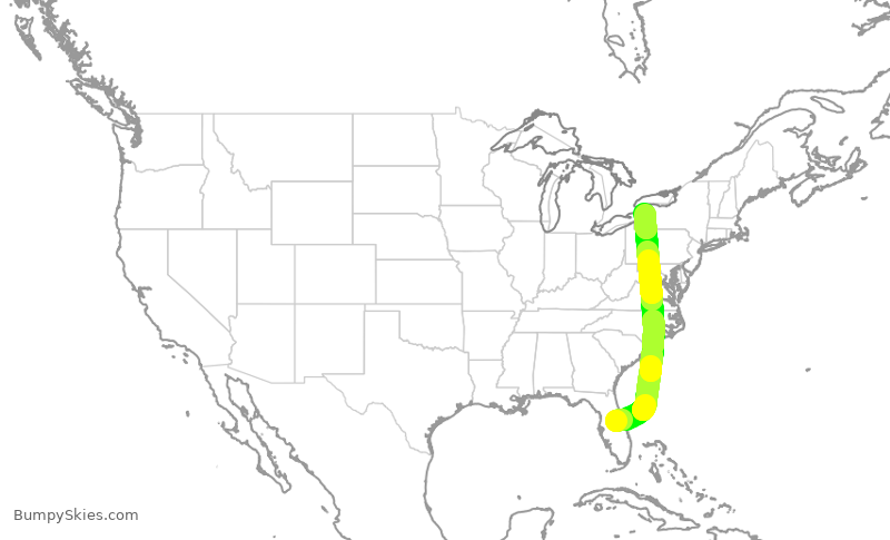 Turbulence forecast map for JBU1586, MCO to BUF