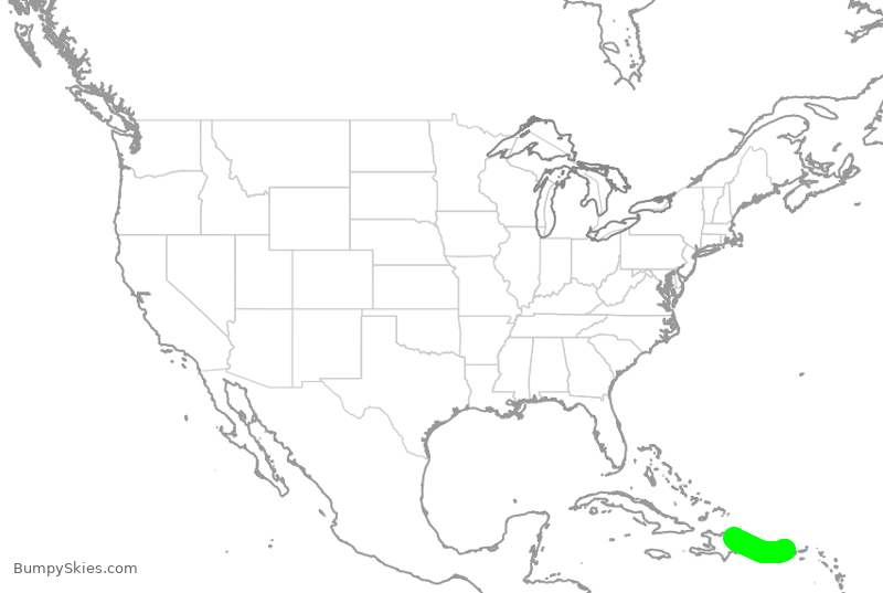 Turbulence forecast map for JBU1608, STI to SJU