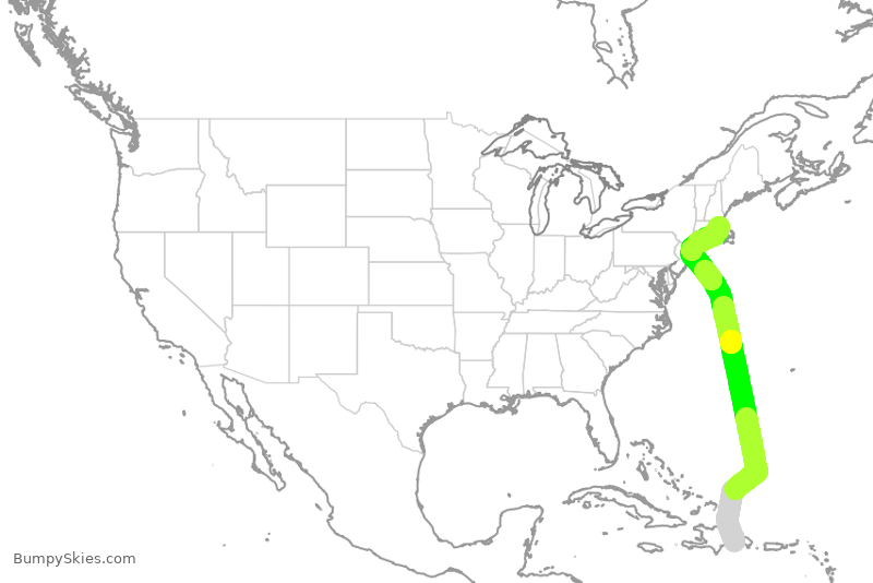 Turbulence forecast map for JBU1630, SDQ to BOS