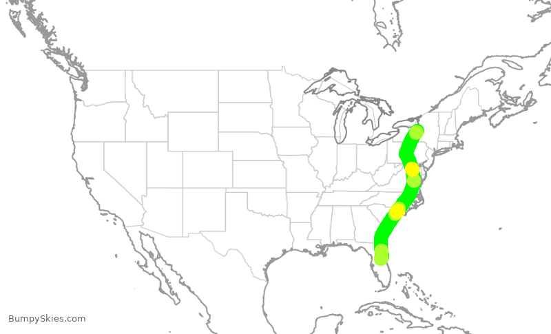 Turbulence forecast map for JBU1655, SYR to MCO