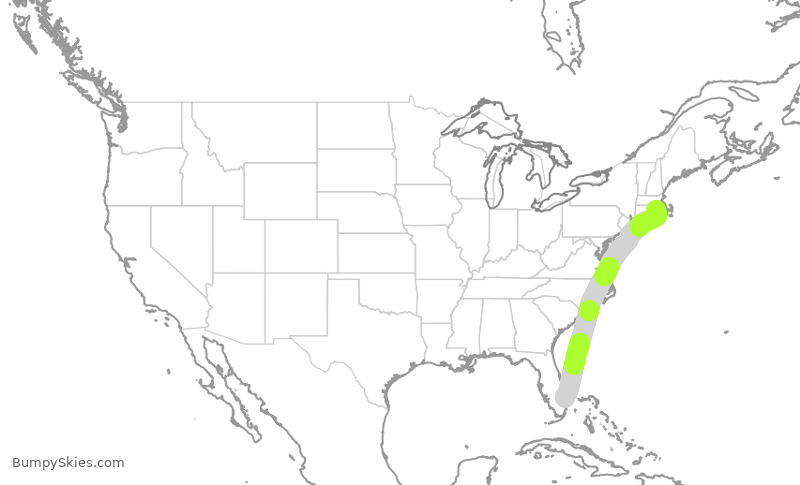 Turbulence forecast map for JBU1688, PVD to PBI