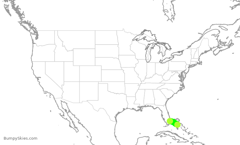 Turbulence forecast map for JBU1693, FLL to YNN