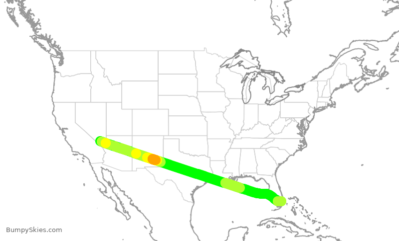 Turbulence forecast map for JBU1708, LAS to FLL