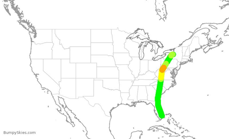 Turbulence forecast map for JBU1738, FLL to SYR