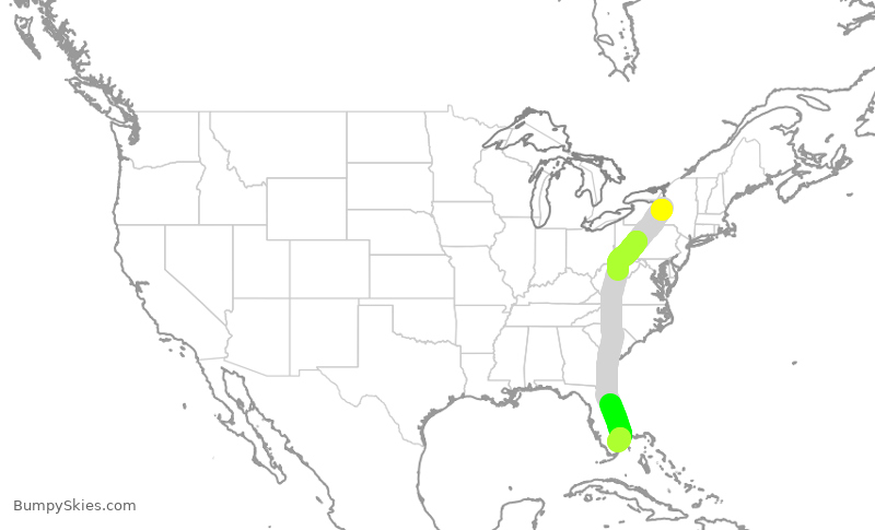 Turbulence forecast map for JBU1739, SYR to FLL