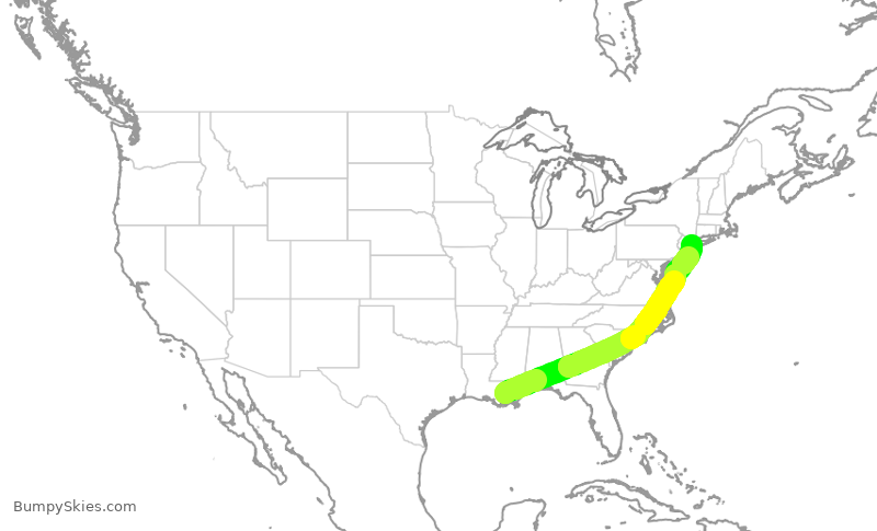 Turbulence forecast map for JBU176, MSY to JFK