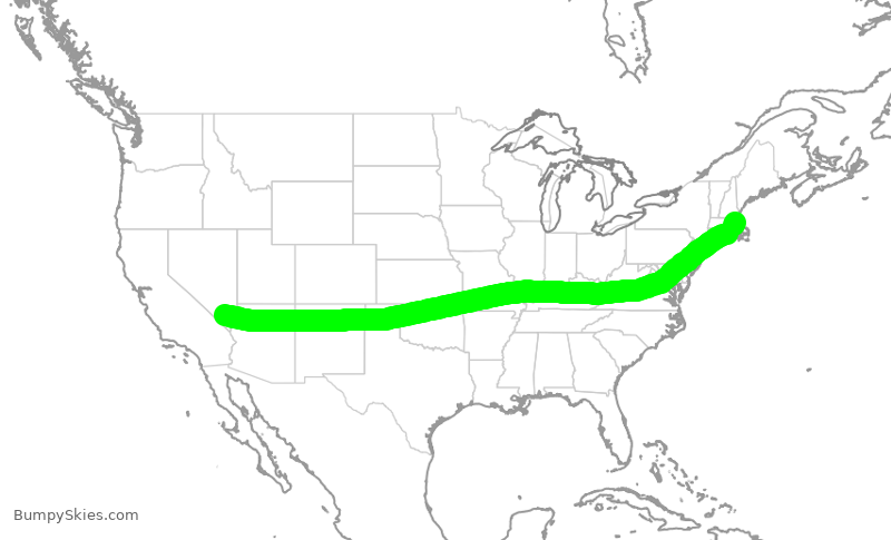 Turbulence forecast map for JBU178, LAS to BOS