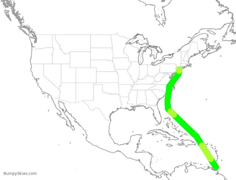 Turbulence forecast map for JBU17, JFK to POS