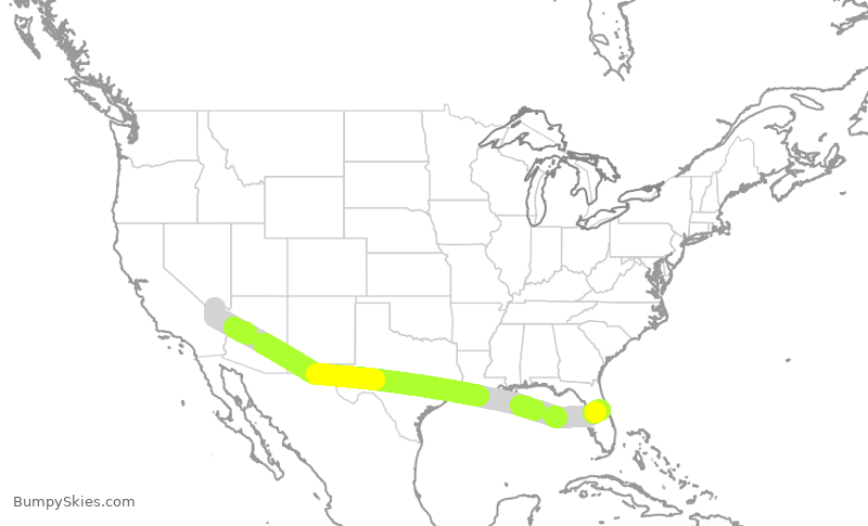 Turbulence forecast map for JBU1832, LAS to MCO