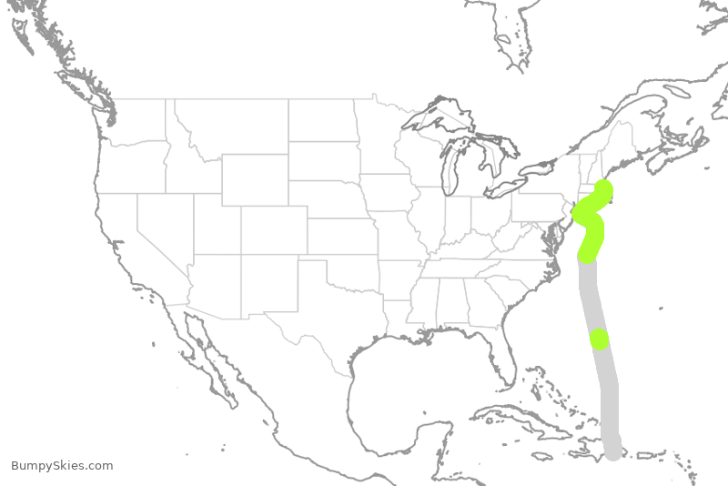 Turbulence forecast map for JBU1929, BOS to SDQ