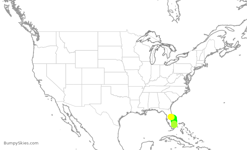 Turbulence forecast map for JBU1947, MCO to FLL