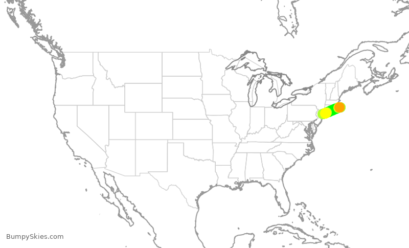 Turbulence forecast map for JBU1963, HYA to JFK