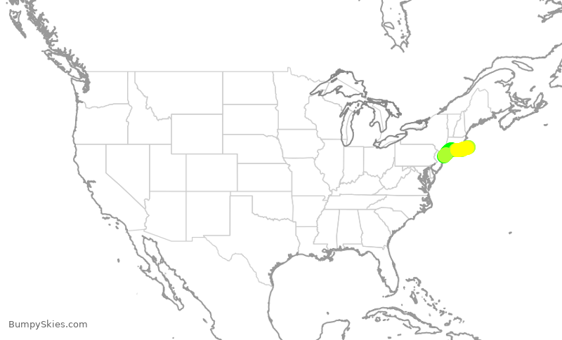 Turbulence forecast map for JBU1964, JFK to HYA