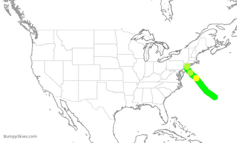 Turbulence forecast map for JBU2032, BDA to JFK