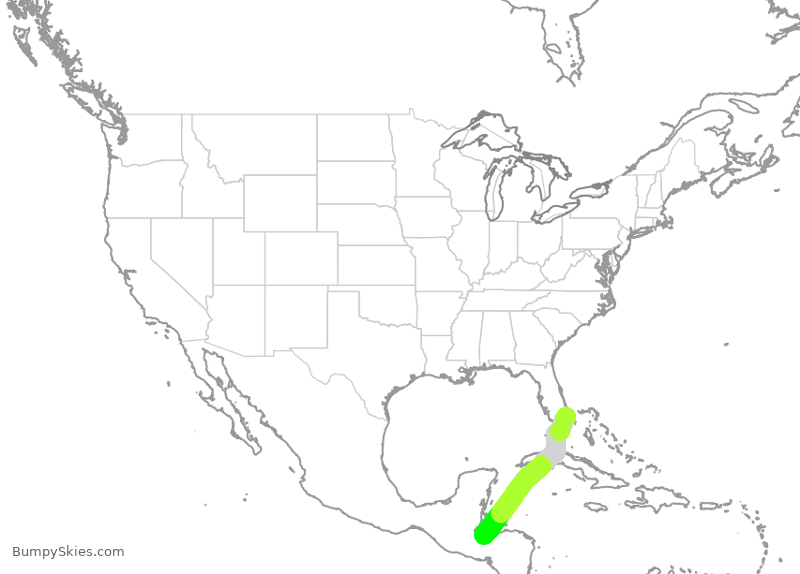 Turbulence forecast map for JBU2089, FLL to SAP