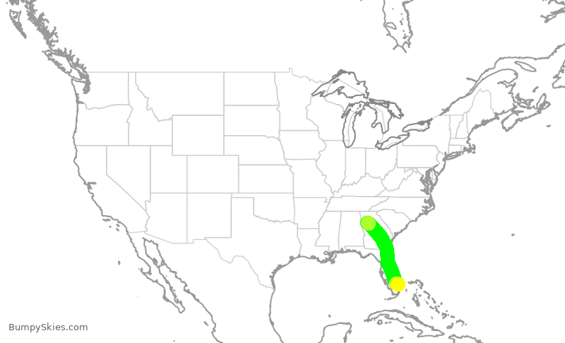 Turbulence forecast map for JBU2098, FLL to ATL
