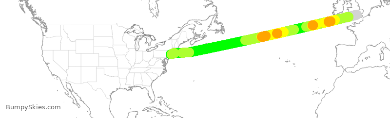 Turbulence forecast map for JBU20, LHR to JFK
