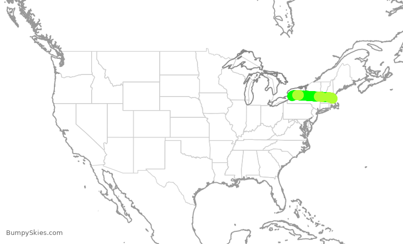 Turbulence forecast map for JBU2115, BOS to BUF