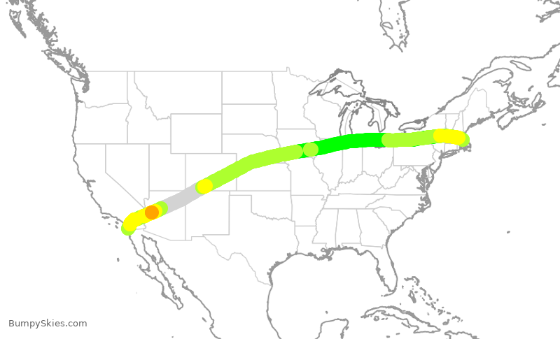Turbulence forecast map for JBU2120, SAN to BOS
