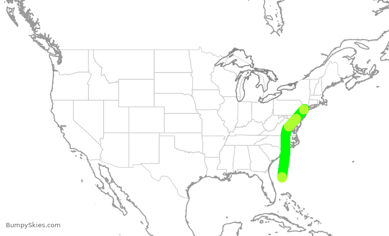 Turbulence forecast map for JBU2144, KDJT to EWR