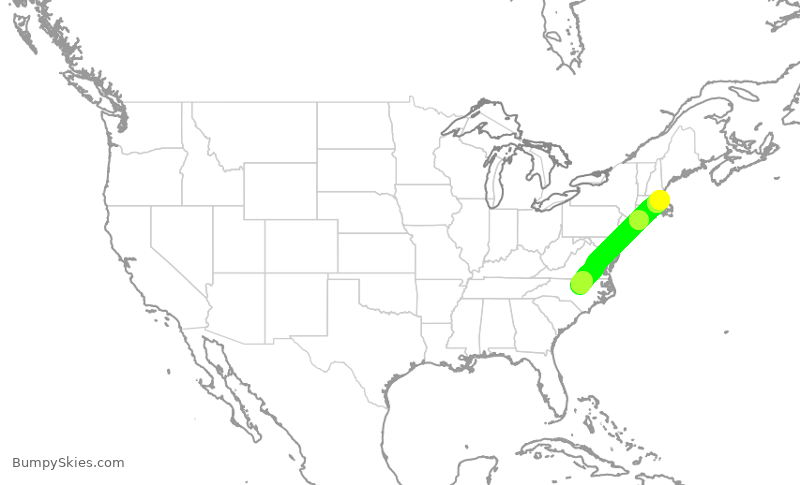 Turbulence forecast map for JBU2184, RDU to BOS
