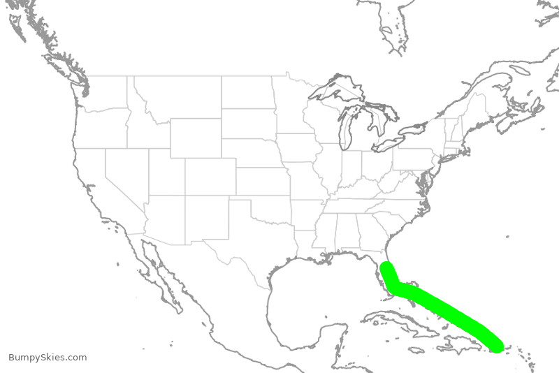 Turbulence forecast map for JBU234, SJU to MCO