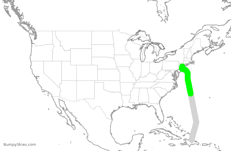 Turbulence forecast map for JBU236, DST to JFK