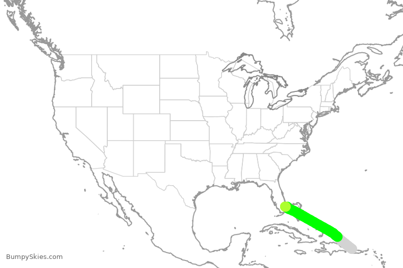 Turbulence forecast map for JBU2472, BQN to FLL
