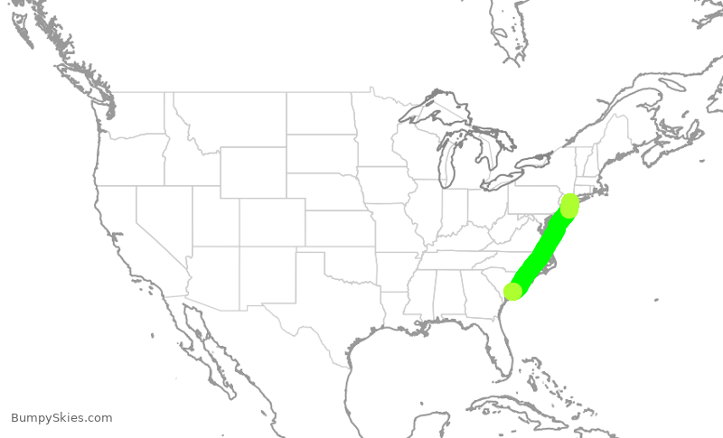 Turbulence forecast map for JBU2474, CHS to JFK