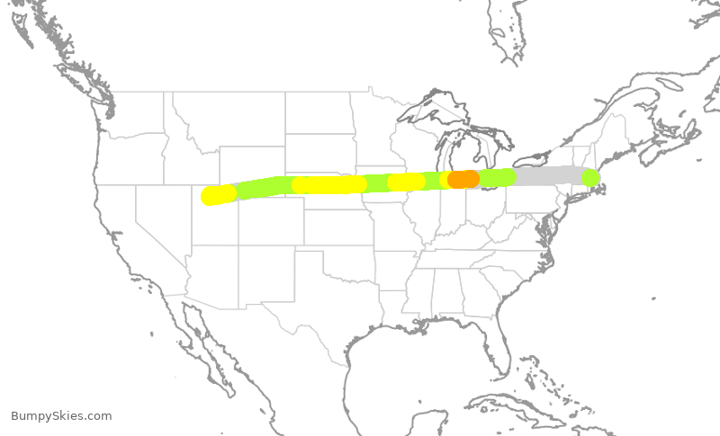 Turbulence forecast map for JBU248, SLC to BOS