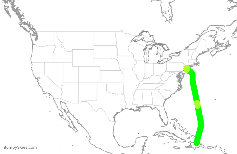 Turbulence forecast map for JBU2536, DST to JFK