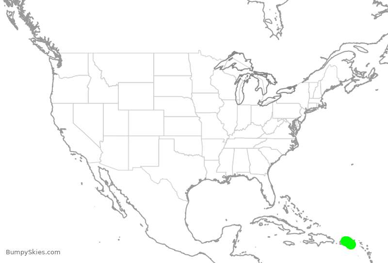 Turbulence forecast map for JBU2632, STX to SJU