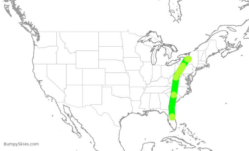 Turbulence forecast map for JBU2656, MCO to SYR