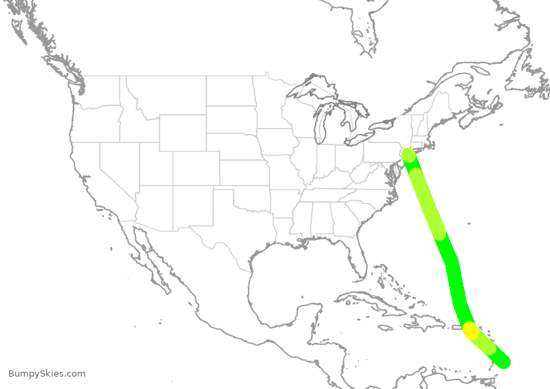 Turbulence forecast map for JBU2661, JFK to BPB