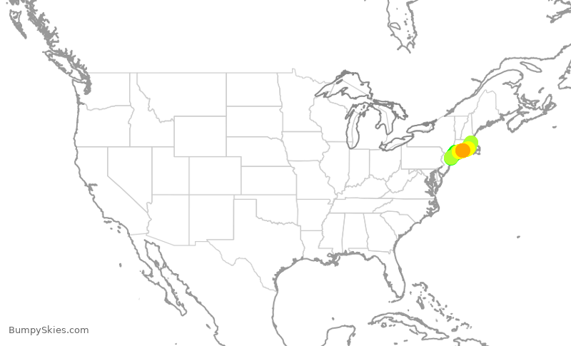 Turbulence forecast map for JBU2718, JFK to BOS