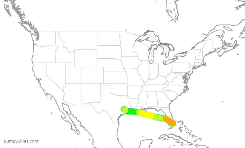 Turbulence forecast map for JBU2779, FLL to IAH