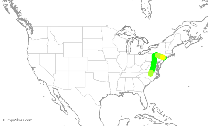 Turbulence forecast map for JBU2786, RDU to JFK