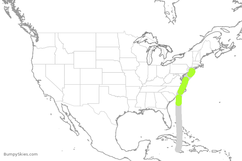 Turbulence forecast map for JBU279, JFK to MBJ