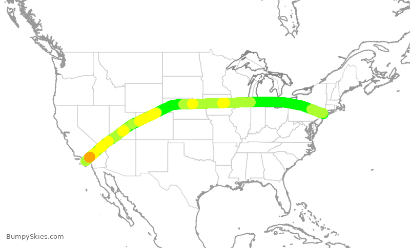 Turbulence forecast map for JBU2824, LAX to JFK