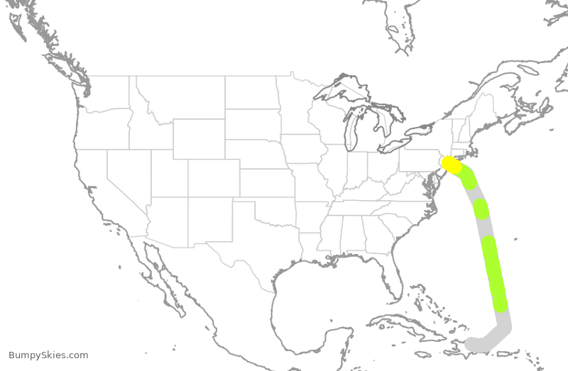 Turbulence forecast map for JBU2837, JFK to STI