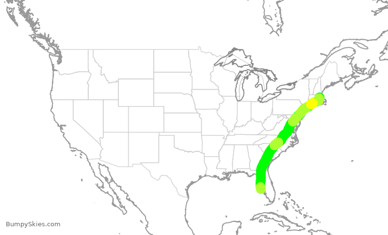 Turbulence forecast map for JBU2840, SRQ to BOS