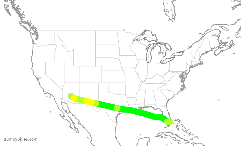 Turbulence forecast map for JBU2858, PHX to FLL