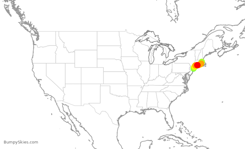 Turbulence forecast map for JBU2918, JFK to BOS