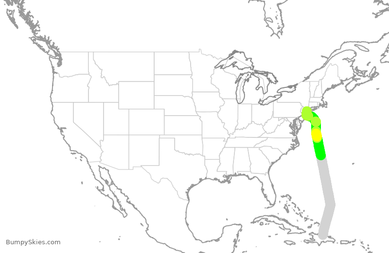 Turbulence forecast map for JBU2936, STI to JFK