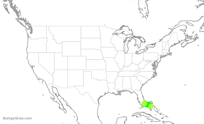 Turbulence forecast map for JBU294, NAS to FLL