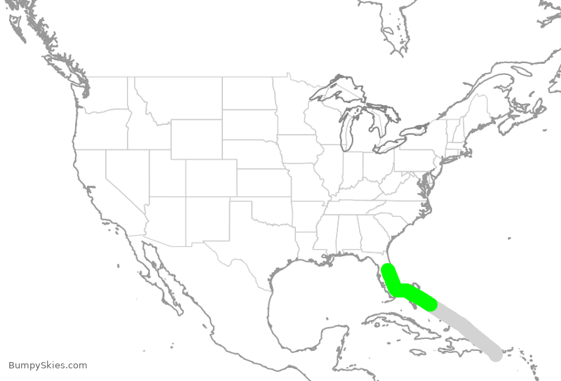 Turbulence forecast map for JBU2968, JPS to MCO