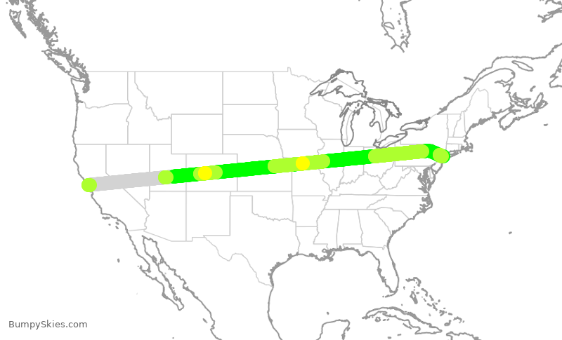 Turbulence forecast map for JBU316, SFO to JFK