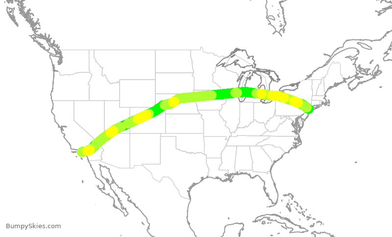 Turbulence forecast map for JBU323, JFK to LAX