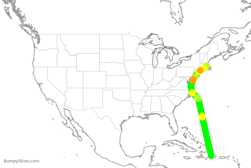 Turbulence forecast map for JBU330, SDQ to BOS